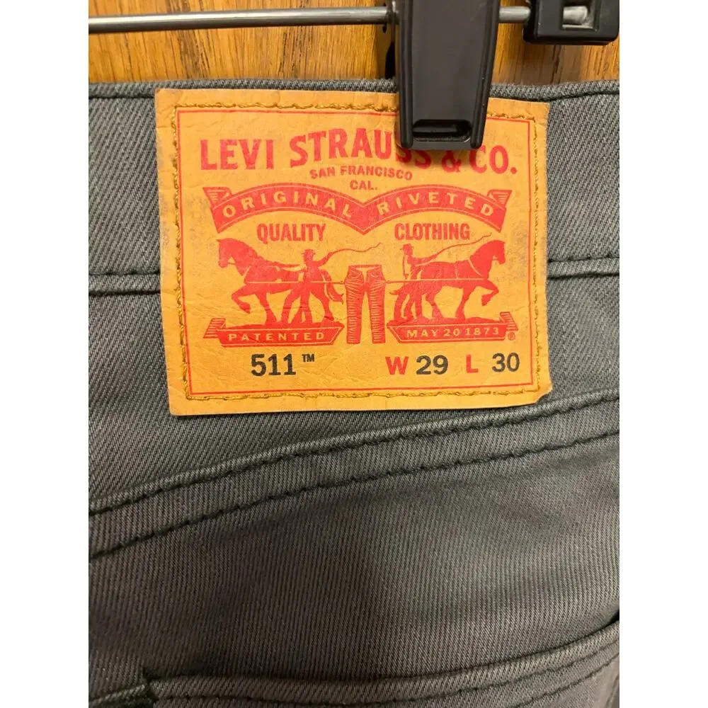 Levi's 511 Slim Fit Jeans Gray Stretch Denim Men's 29x30 Five Pocket